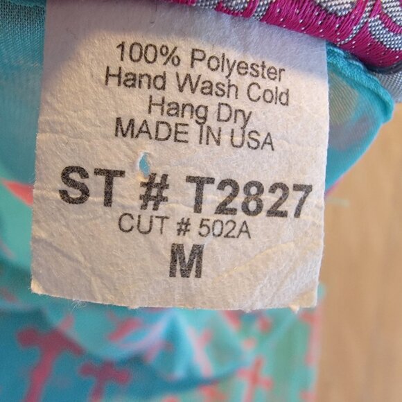 Reina‎ Made in USA Flowing Sheer Shiffon Top Size M Crosses Cross - Picture 4 of 8